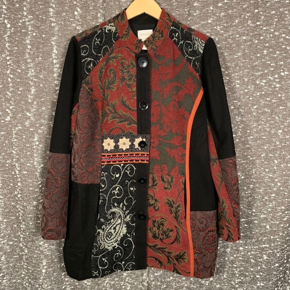 Chico's Antique Jacquard Mix Topper Jacket Whimsigoth Steampunk Women's 2